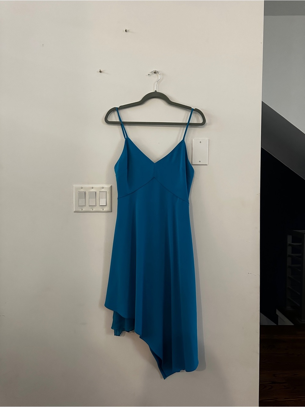 Alice + Olivia Bright Blue Asymmetrical Hem Spaghetti Strap Dress